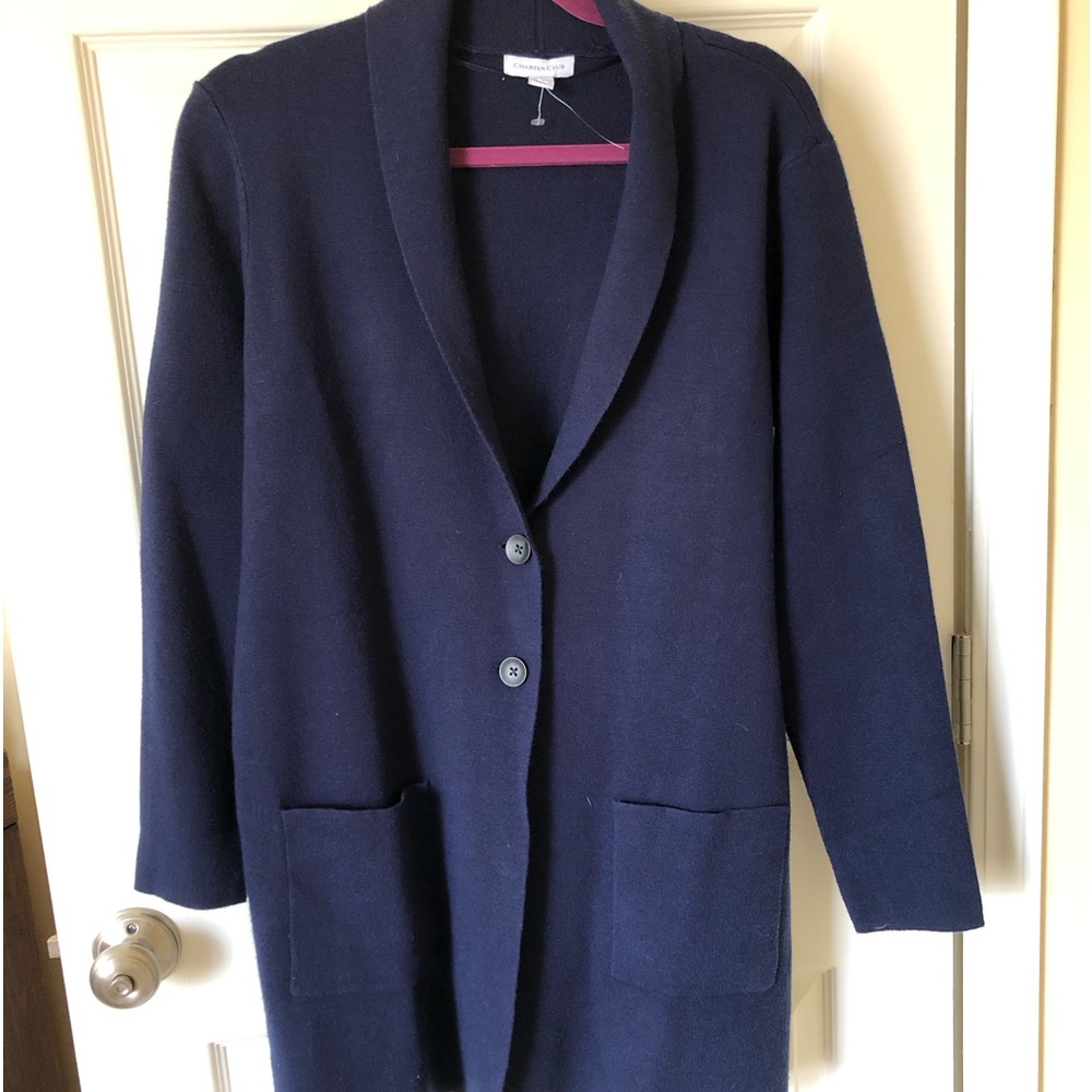 Charter Club Women's Blazer Sweater Dark Blue